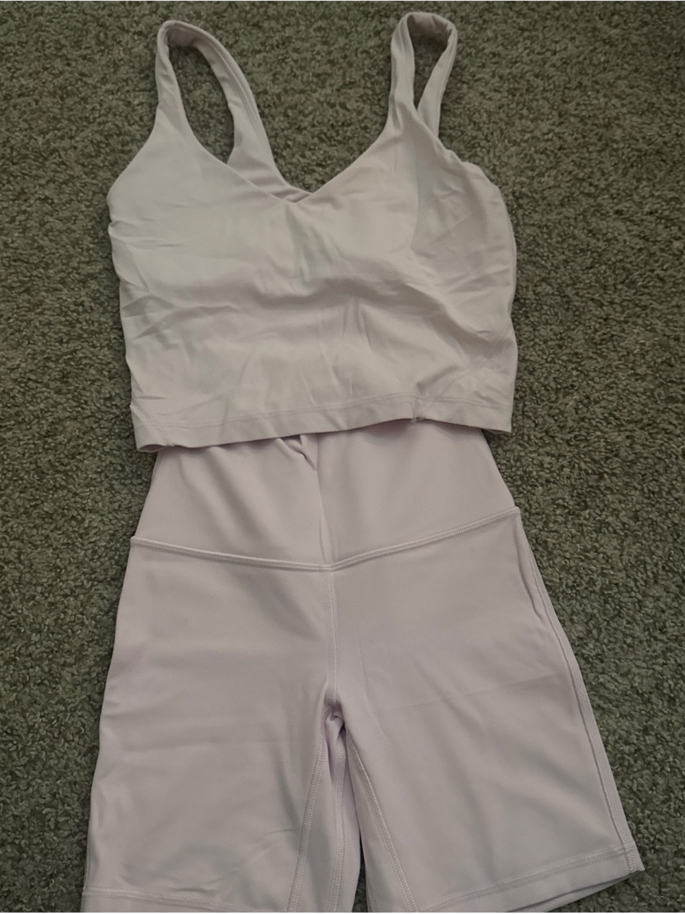 lululemon athletica Pale Lavender Bike Shorts with Matching Crop Tank